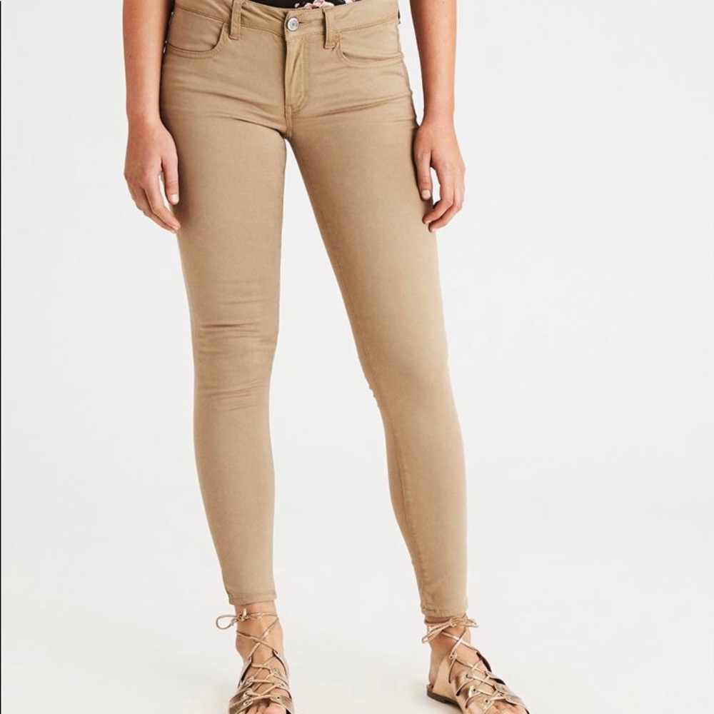 American Eagle Khaki Super Stretch Jeggings Size 16 short
